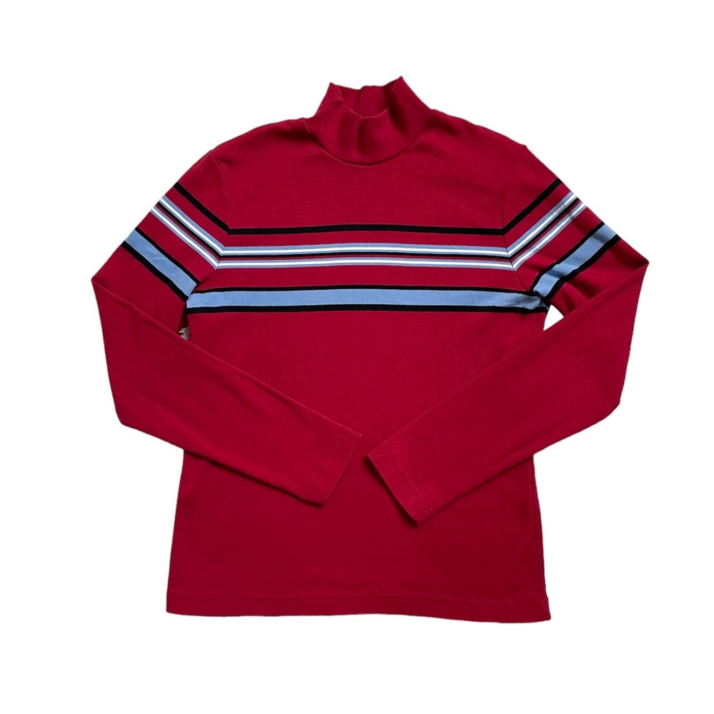 Y2k striped cowlneck red long sleeve shirt